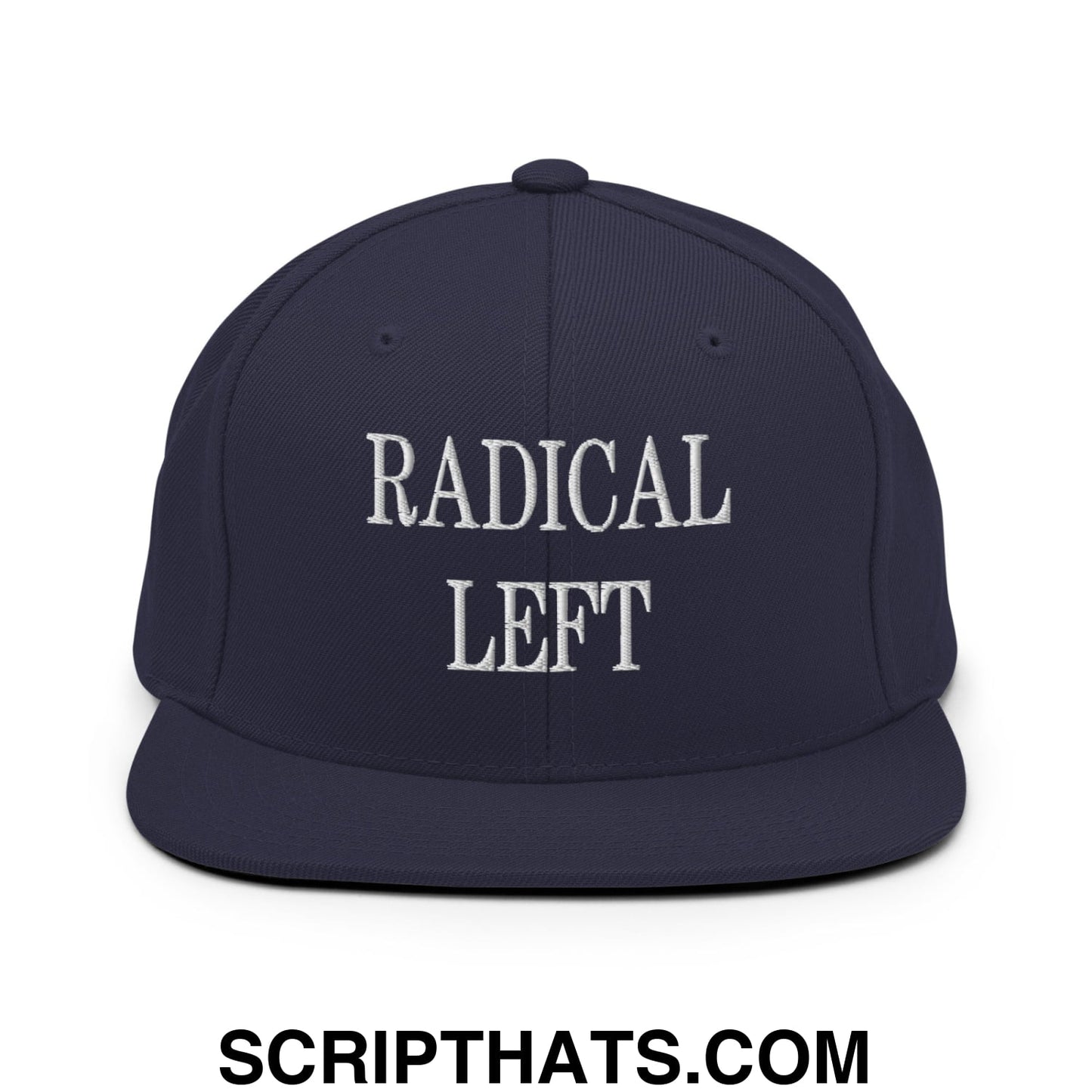 Radical Left Embroidered Flat Bill Brim Snapback Hat Navy