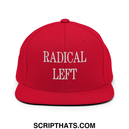 Radical Left Embroidered Flat Bill Brim Snapback Hat Red