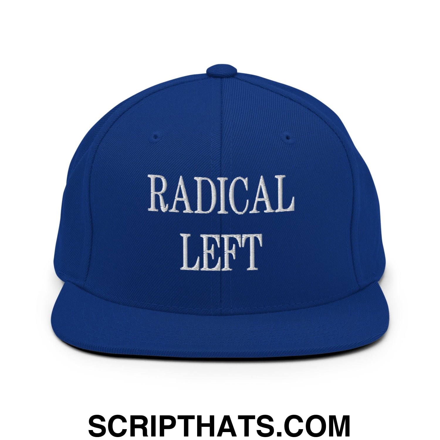 Radical Left Embroidered Flat Bill Brim Snapback Hat Royal Blue