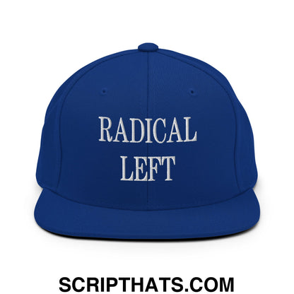 Radical Left Embroidered Flat Bill Brim Snapback Hat Royal Blue