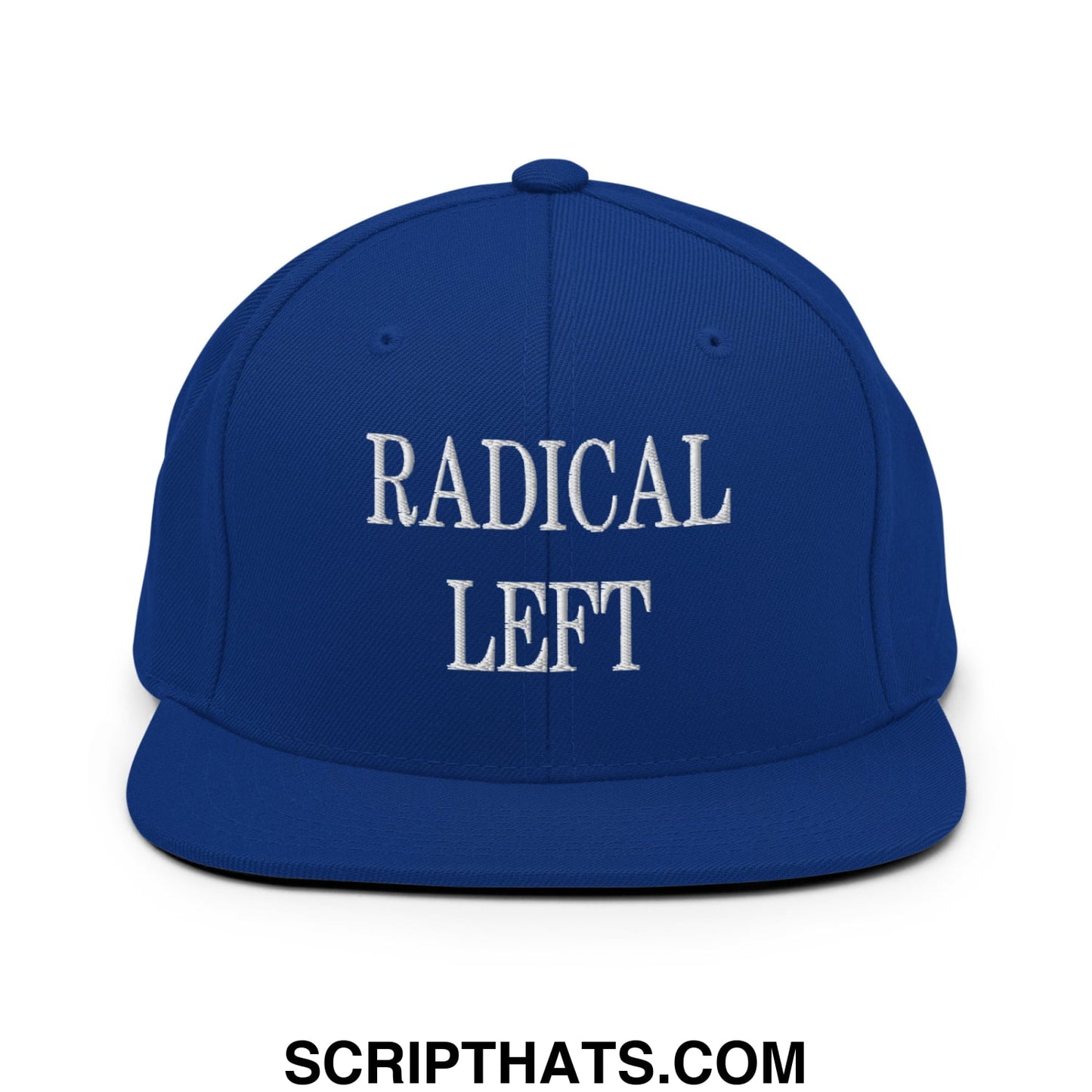 Radical Left Embroidered Flat Bill Brim Snapback Hat Royal Blue