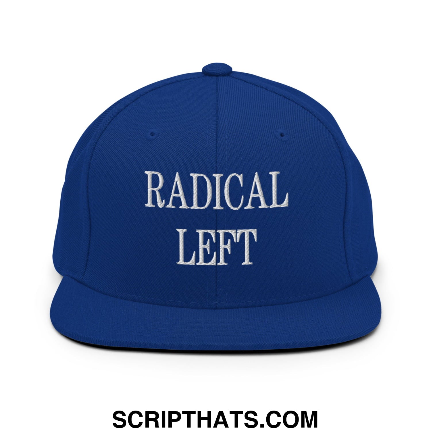 Radical Left Embroidered Flat Bill Brim Snapback Hat Royal Blue