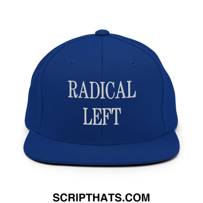 Radical Left Embroidered Flat Bill Brim Snapback Hat Royal Blue