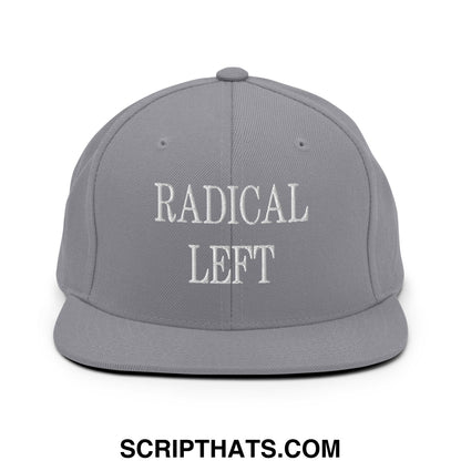 Radical Left Embroidered Flat Bill Brim Snapback Hat Silver
