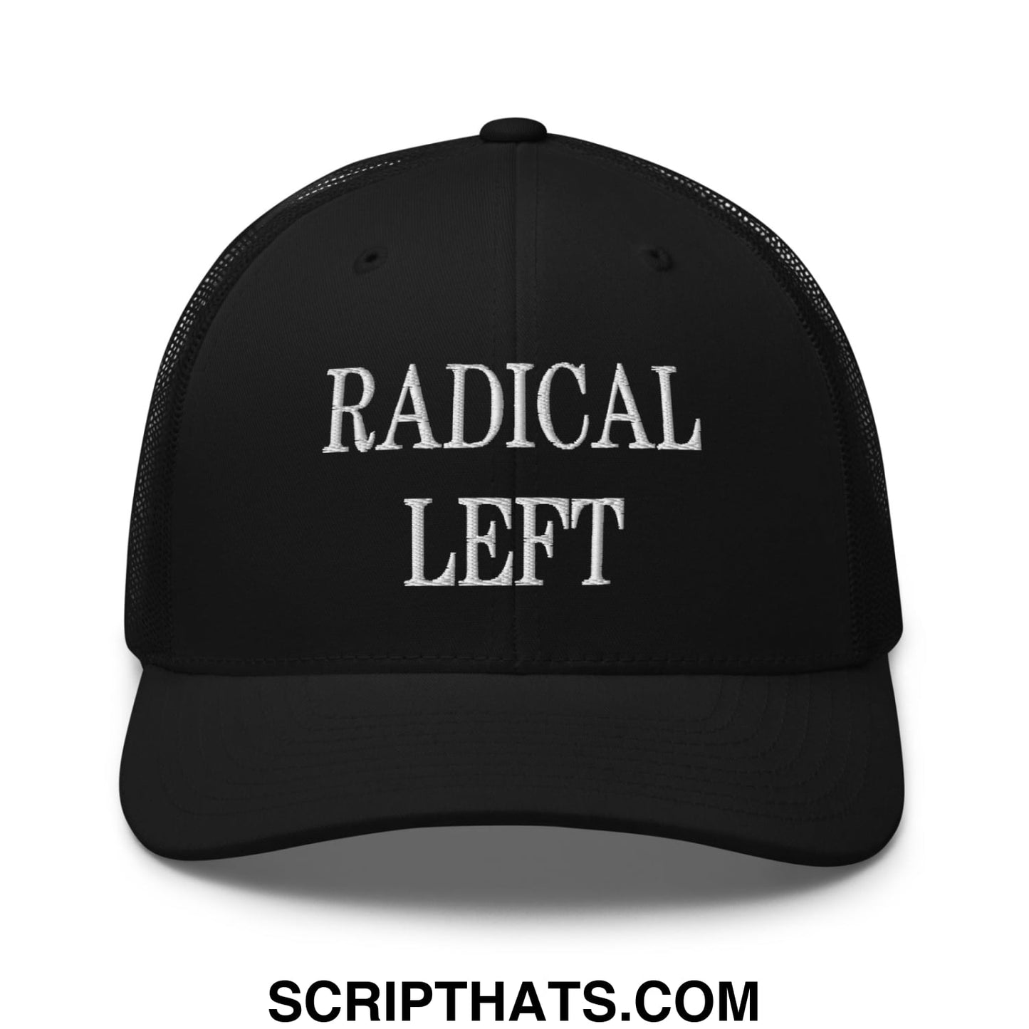 Radical Left Embroidered Mesh Trucker Hat Black
