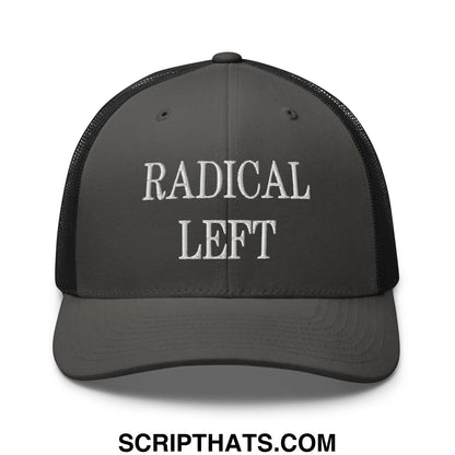 Radical Left Embroidered Mesh Trucker Hat Charcoal Black