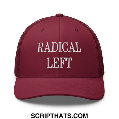 Radical Left Embroidered Mesh Trucker Hat Cranberry