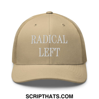Radical Left Embroidered Mesh Trucker Hat Khaki