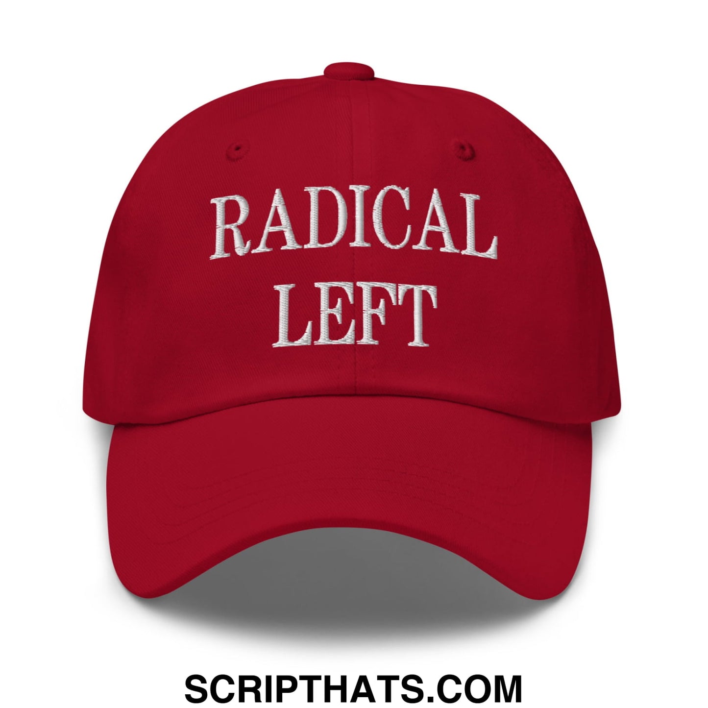 Radical Left Embroidered Unstructured Dad Hat Cranberry