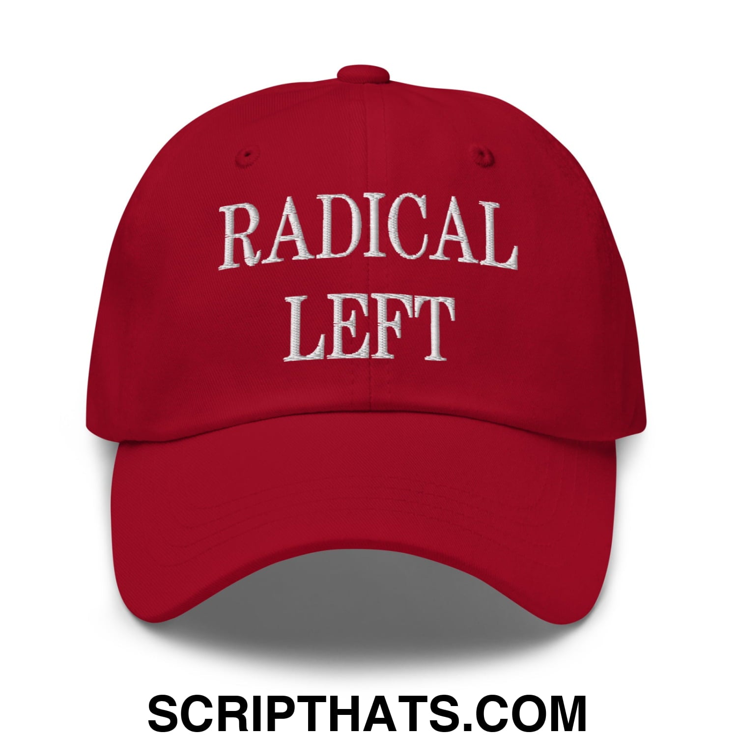 Radical Left Embroidered Unstructured Dad Hat Cranberry