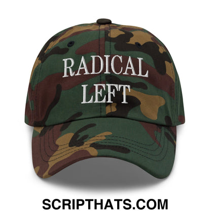 Radical Left Embroidered Unstructured Dad Hat Green Camo