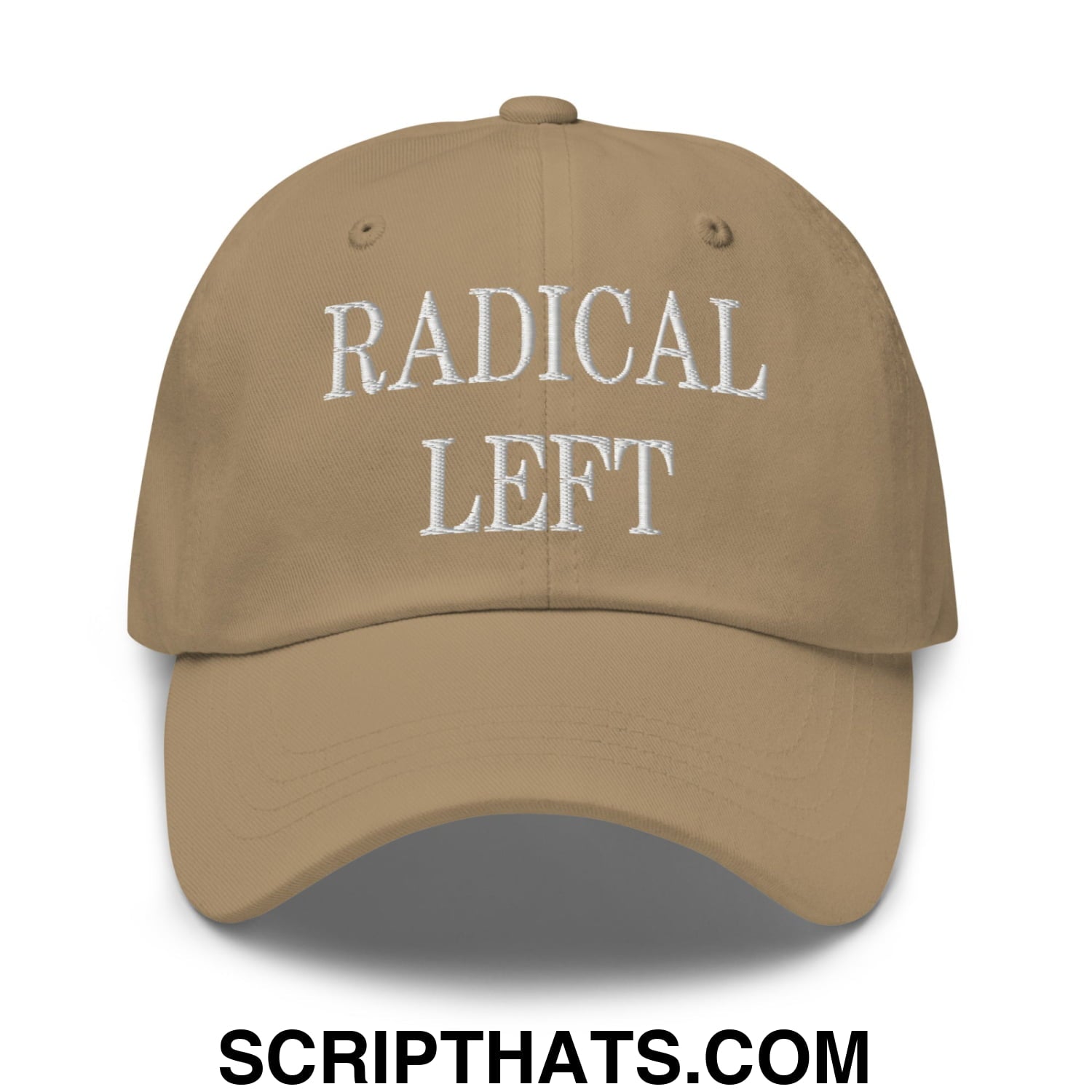 Radical Left Embroidered Unstructured Dad Hat Khaki
