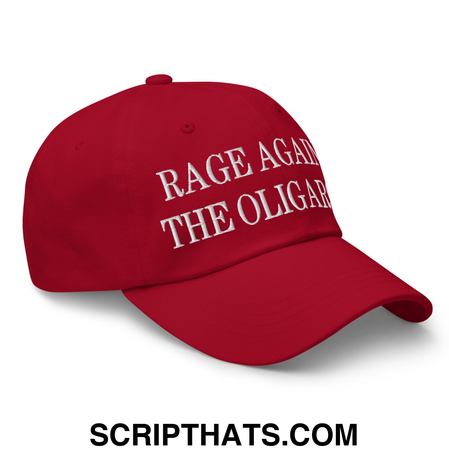 Rage Against The Oligarchy Embroidered Unstructured Dad Hat Cranberry