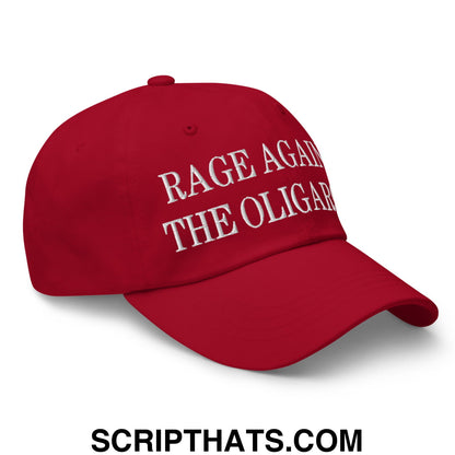 Rage Against The Oligarchy Embroidered Unstructured Dad Hat Cranberry
