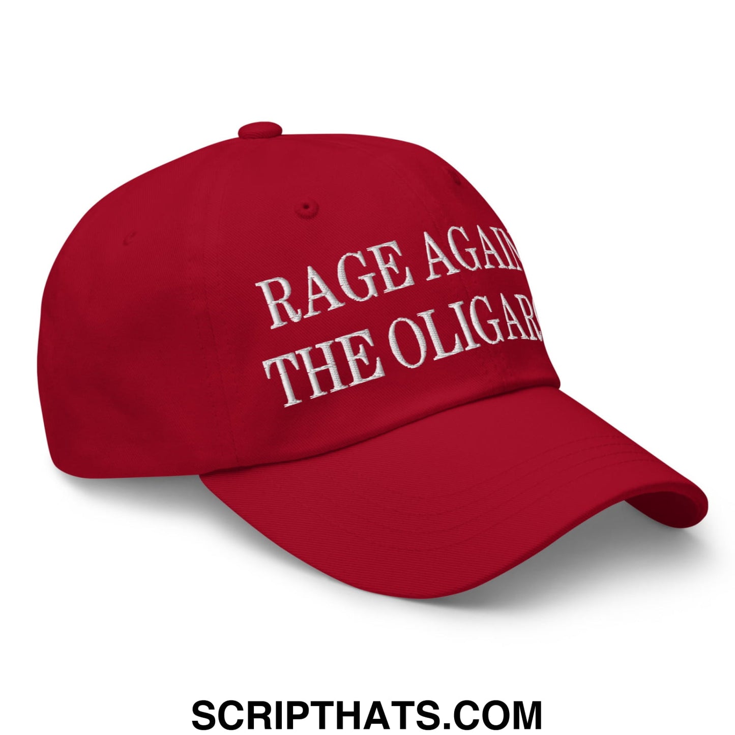Rage Against The Oligarchy Embroidered Unstructured Dad Hat Cranberry