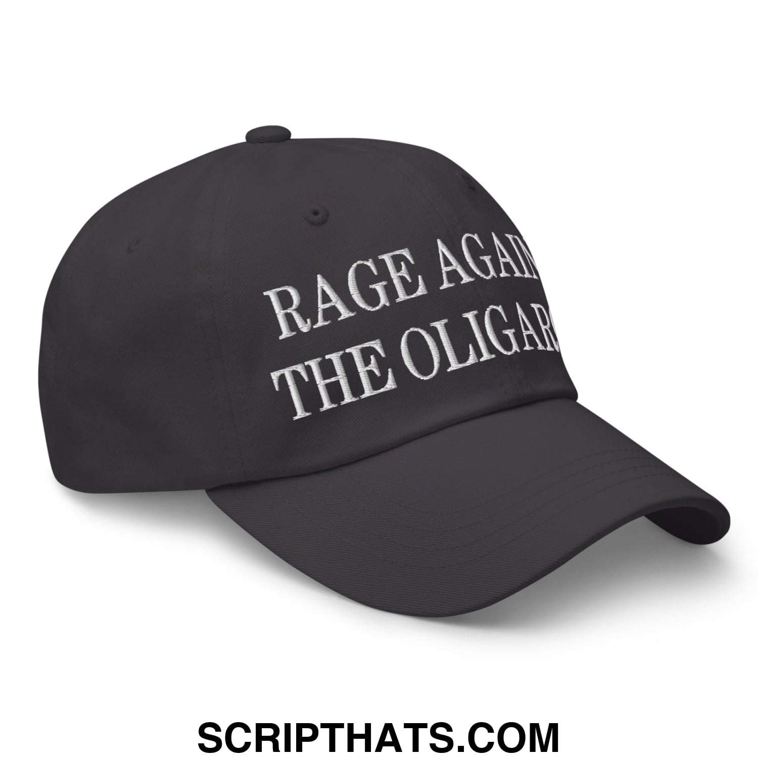 Rage Against The Oligarchy Embroidered Unstructured Dad Hat Dark Grey