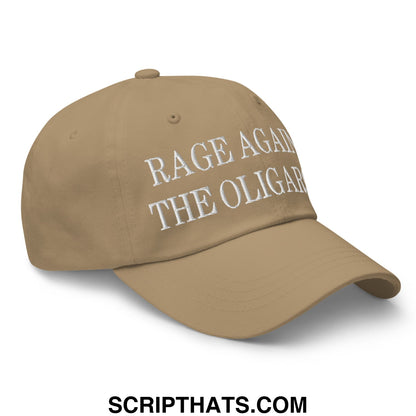 Rage Against The Oligarchy Embroidered Unstructured Dad Hat Khaki