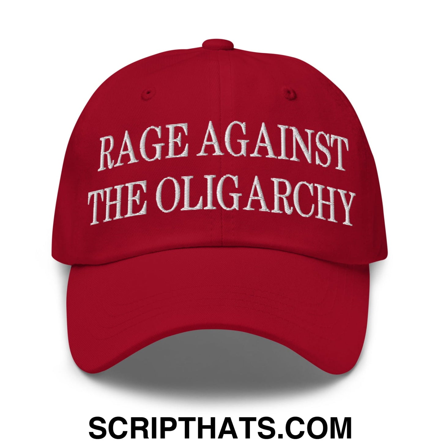 Rage Against The Oligarchy Embroidered Unstructured Dad Hat Cranberry