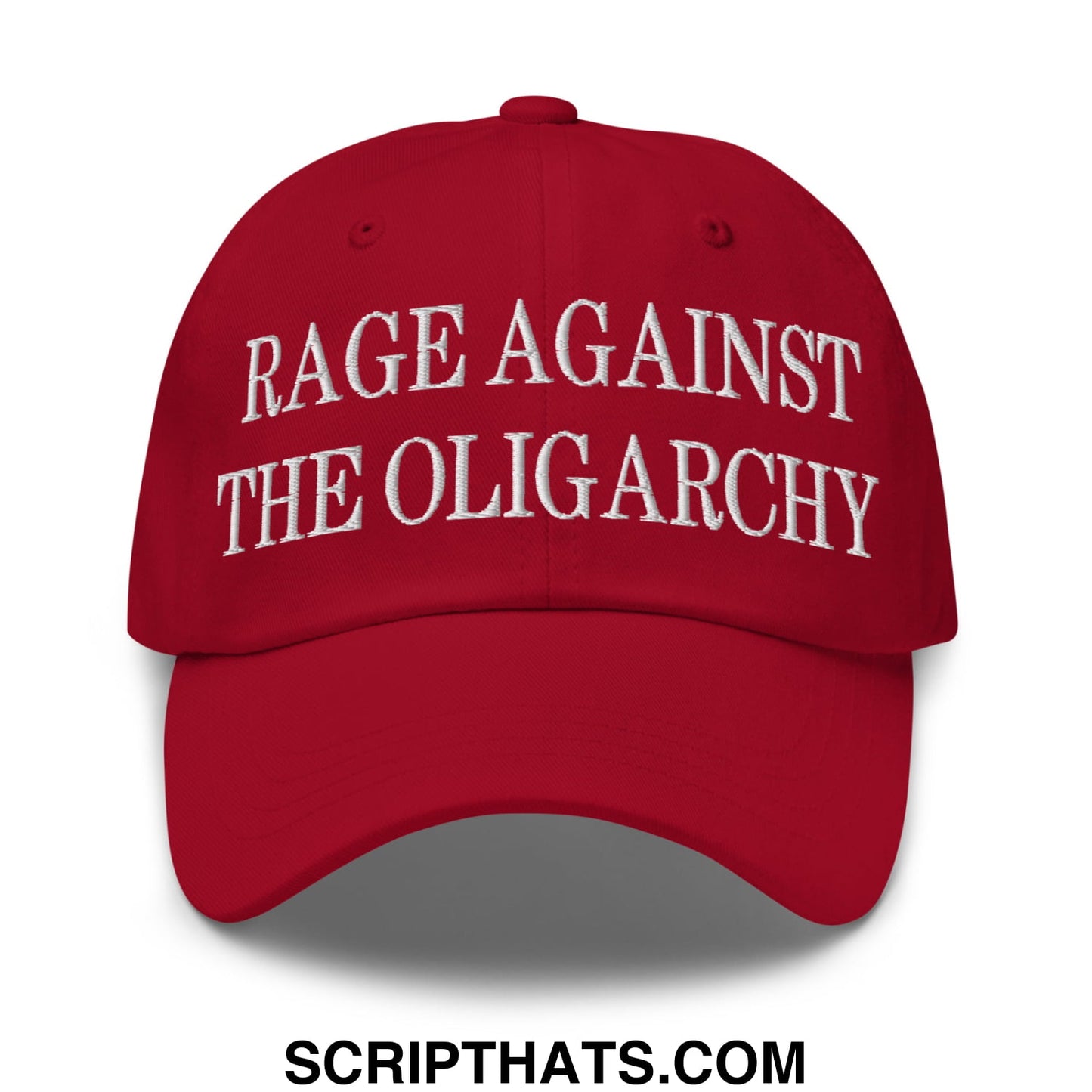 Rage Against The Oligarchy Embroidered Unstructured Dad Hat Cranberry