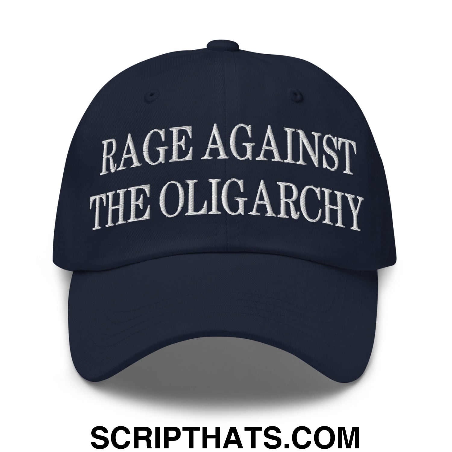 Rage Against The Oligarchy Embroidered Unstructured Dad Hat Navy