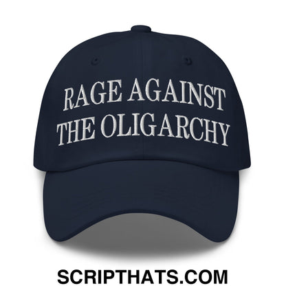 Rage Against The Oligarchy Embroidered Unstructured Dad Hat Navy