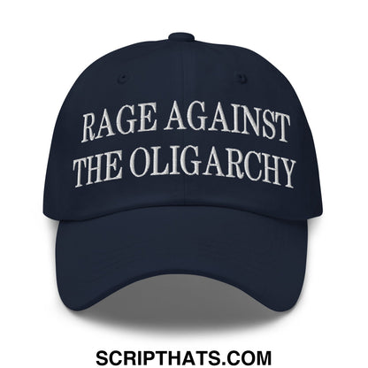Rage Against The Oligarchy Embroidered Unstructured Dad Hat Navy