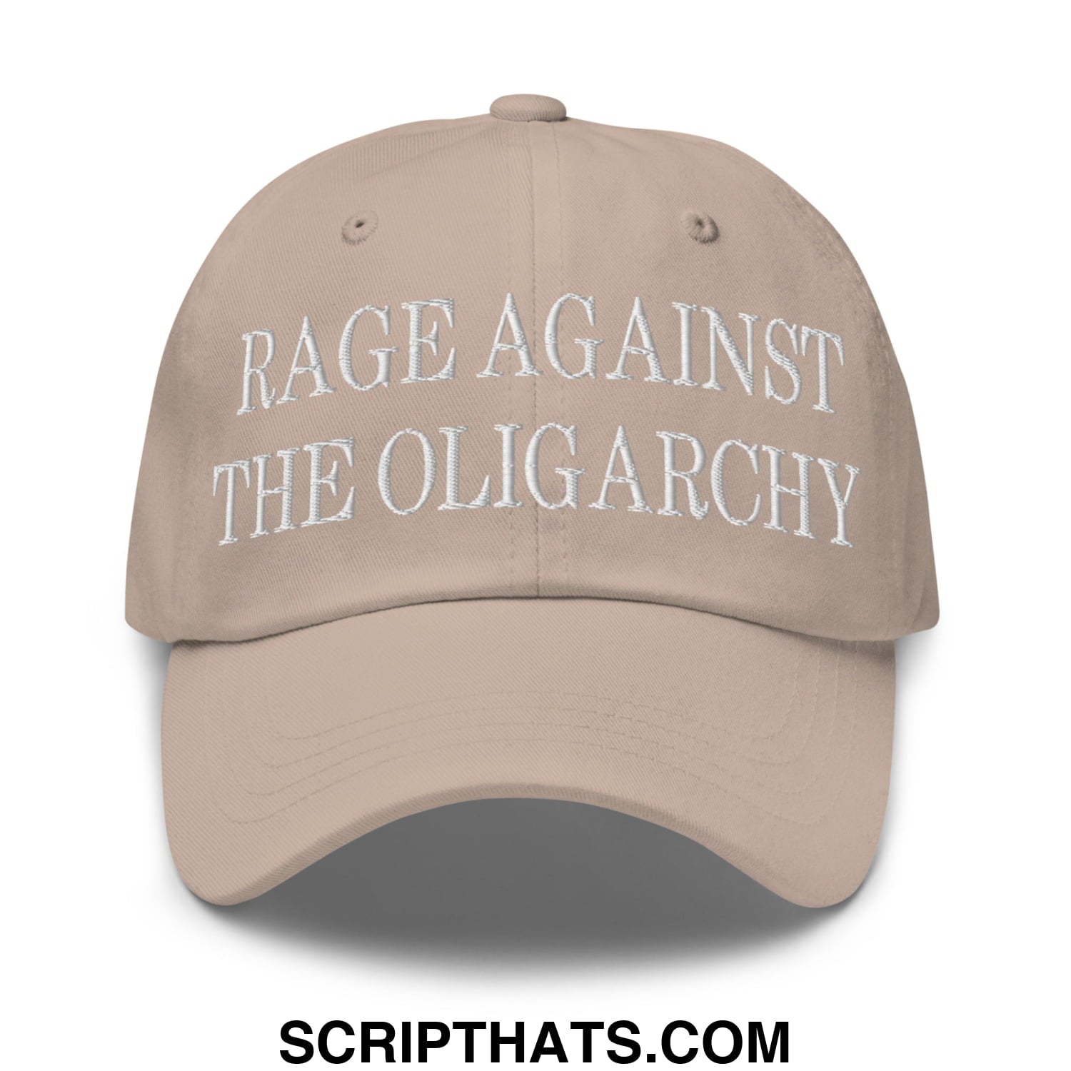 Rage Against The Oligarchy Embroidered Unstructured Dad Hat Stone