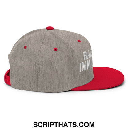 Raised By Immigrants Embroidered Flat Bill Brim Snapback Hat Heather Grey Red