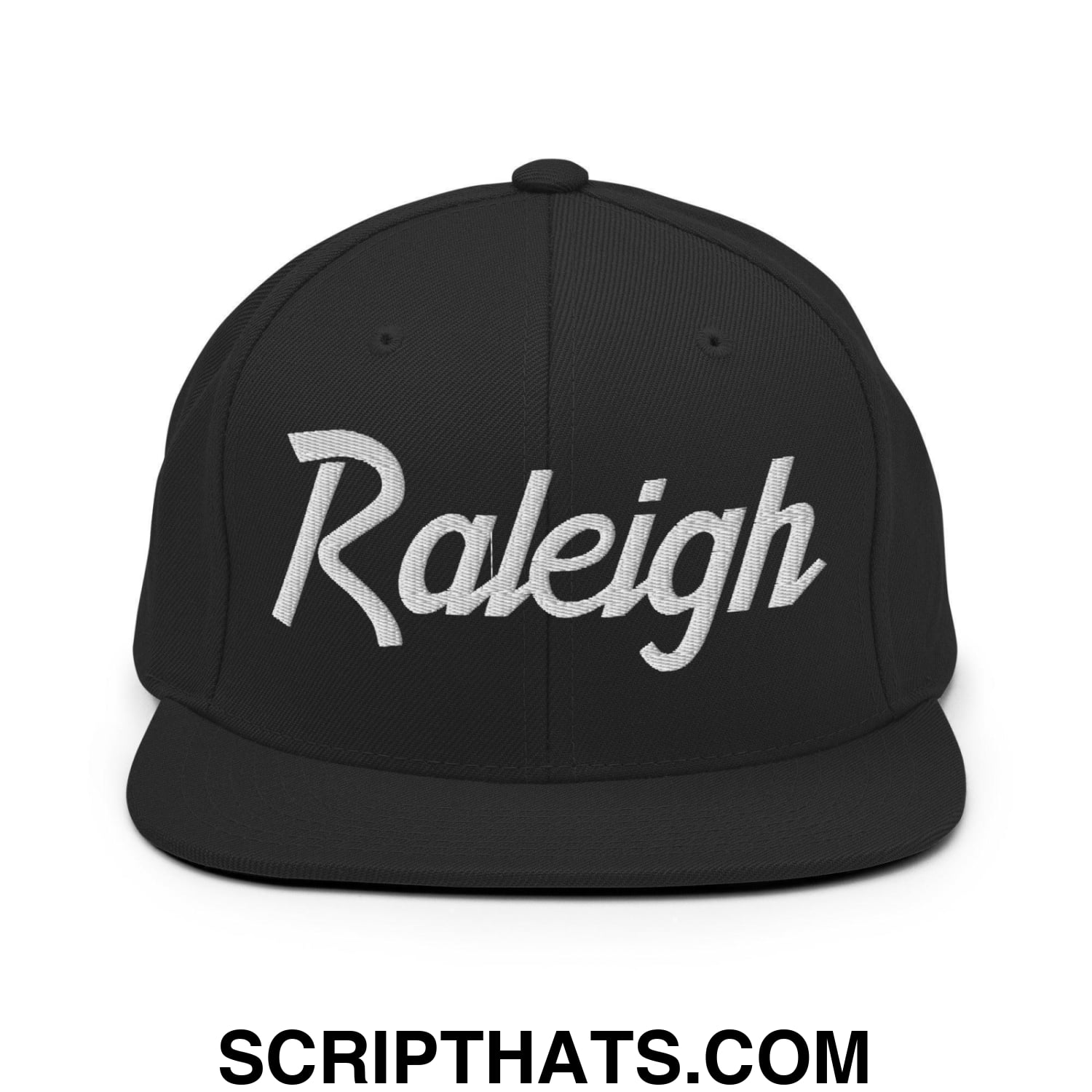 Raleigh Script Snapback Hat Black