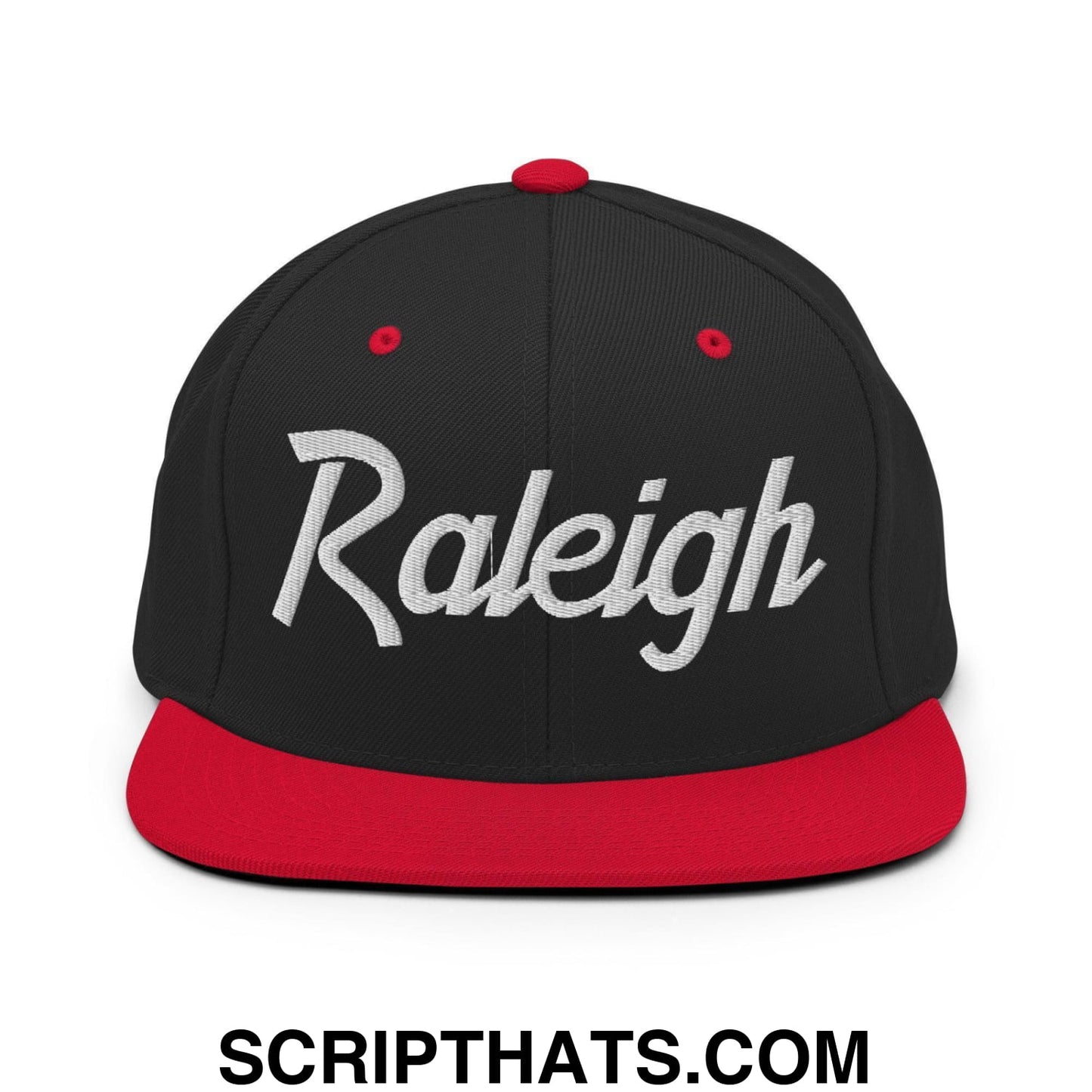 Raleigh Script Snapback Hat Black Red