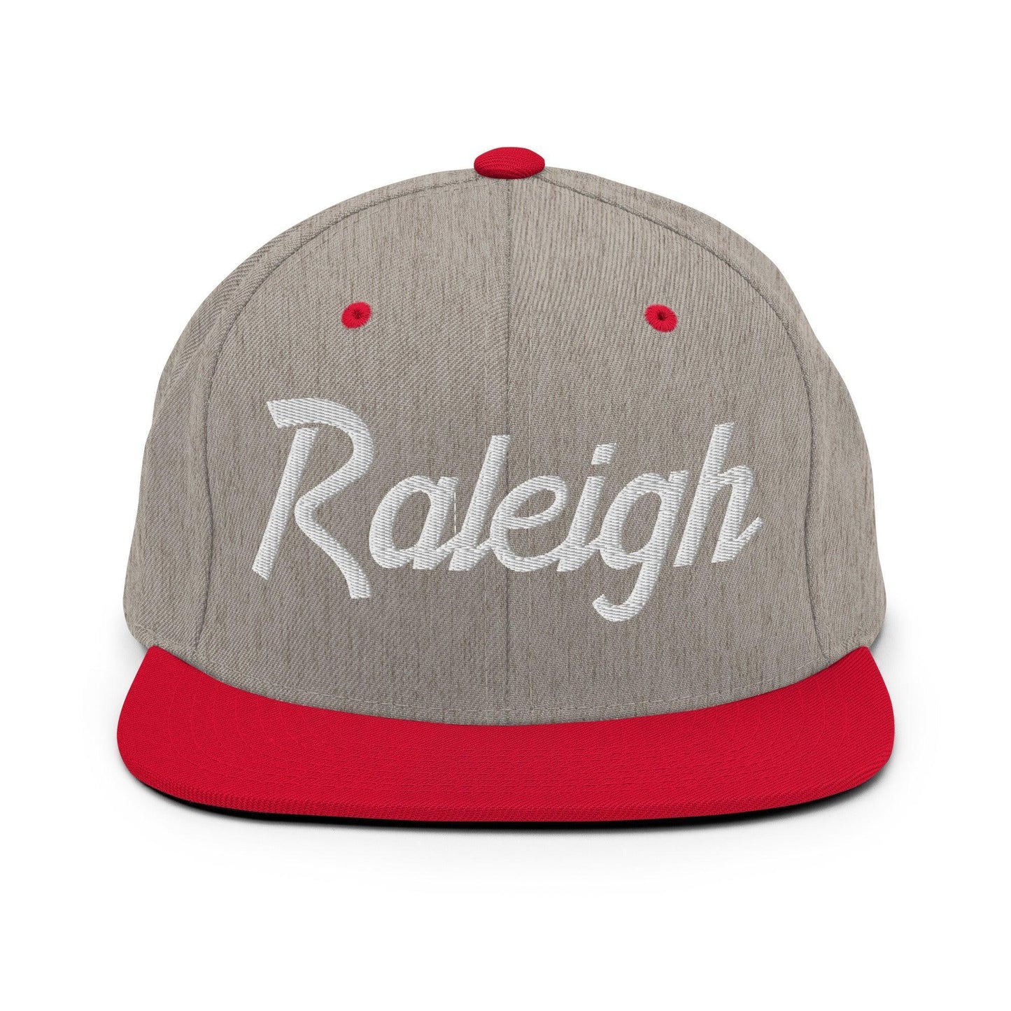 Raleigh Script Snapback Hat Heather Grey/ Red