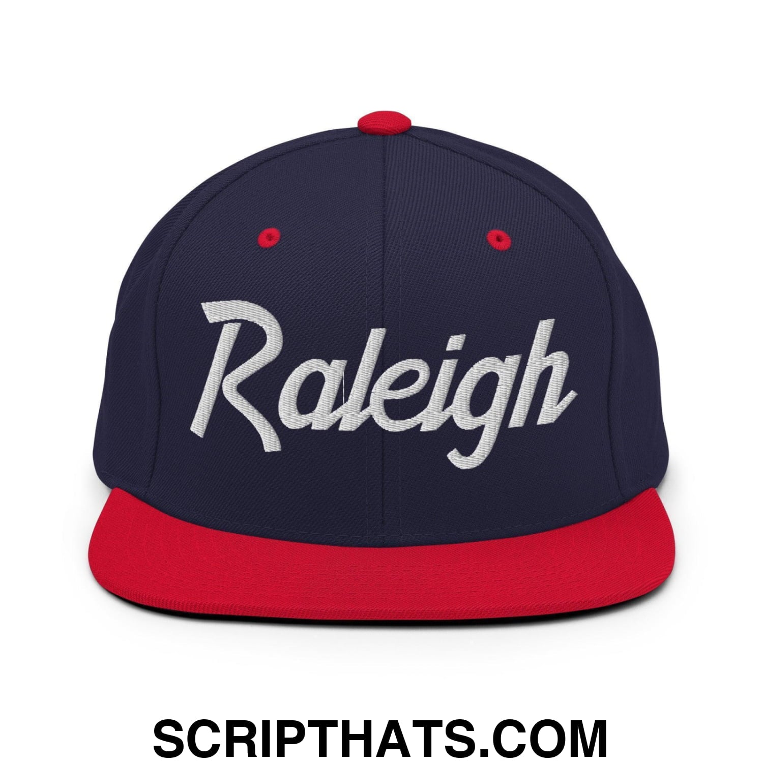 Raleigh Script Snapback Hat Navy Red