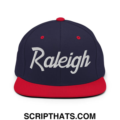 Raleigh Script Snapback Hat Navy Red