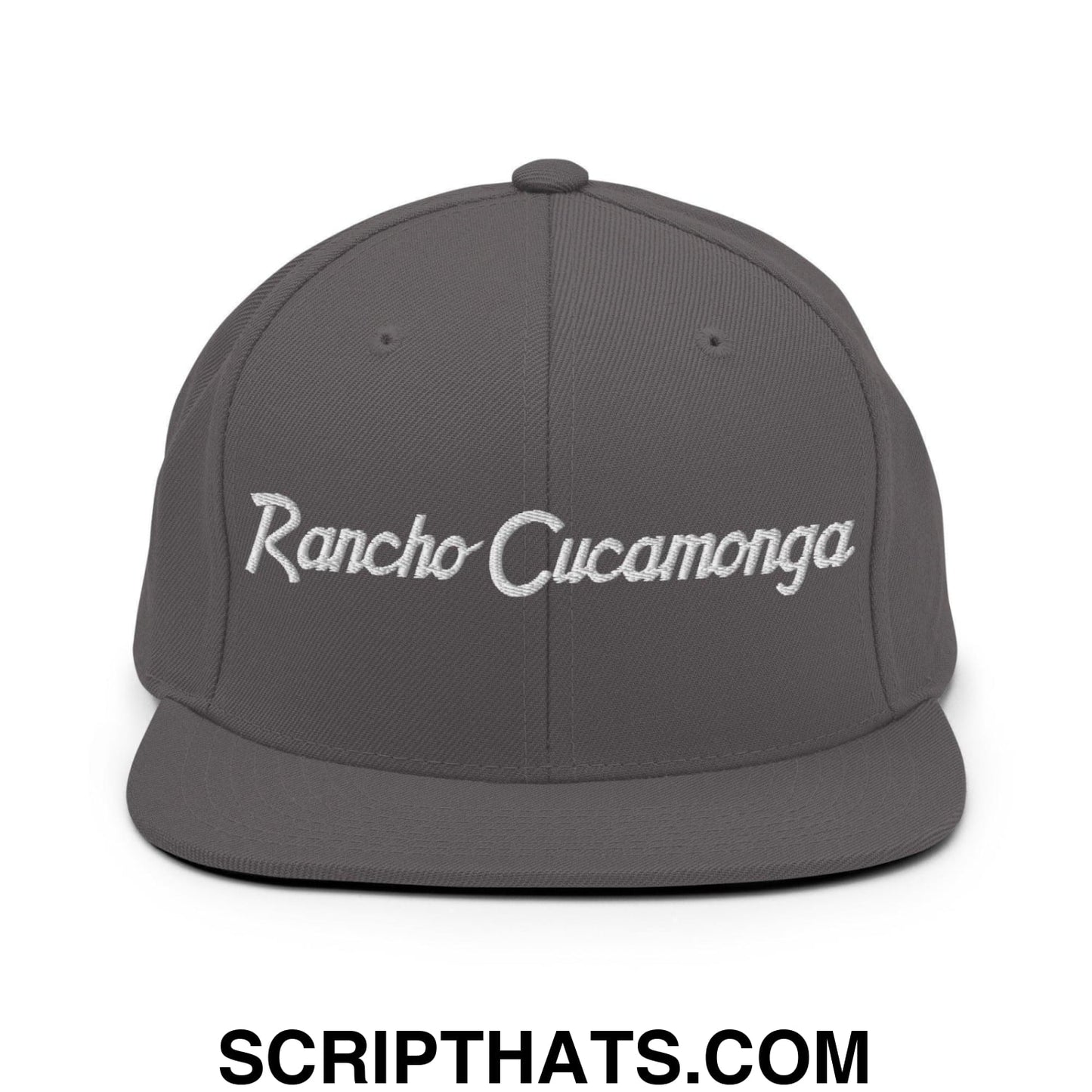 Rancho Cucamonga Script Snapback Hat Dark Grey