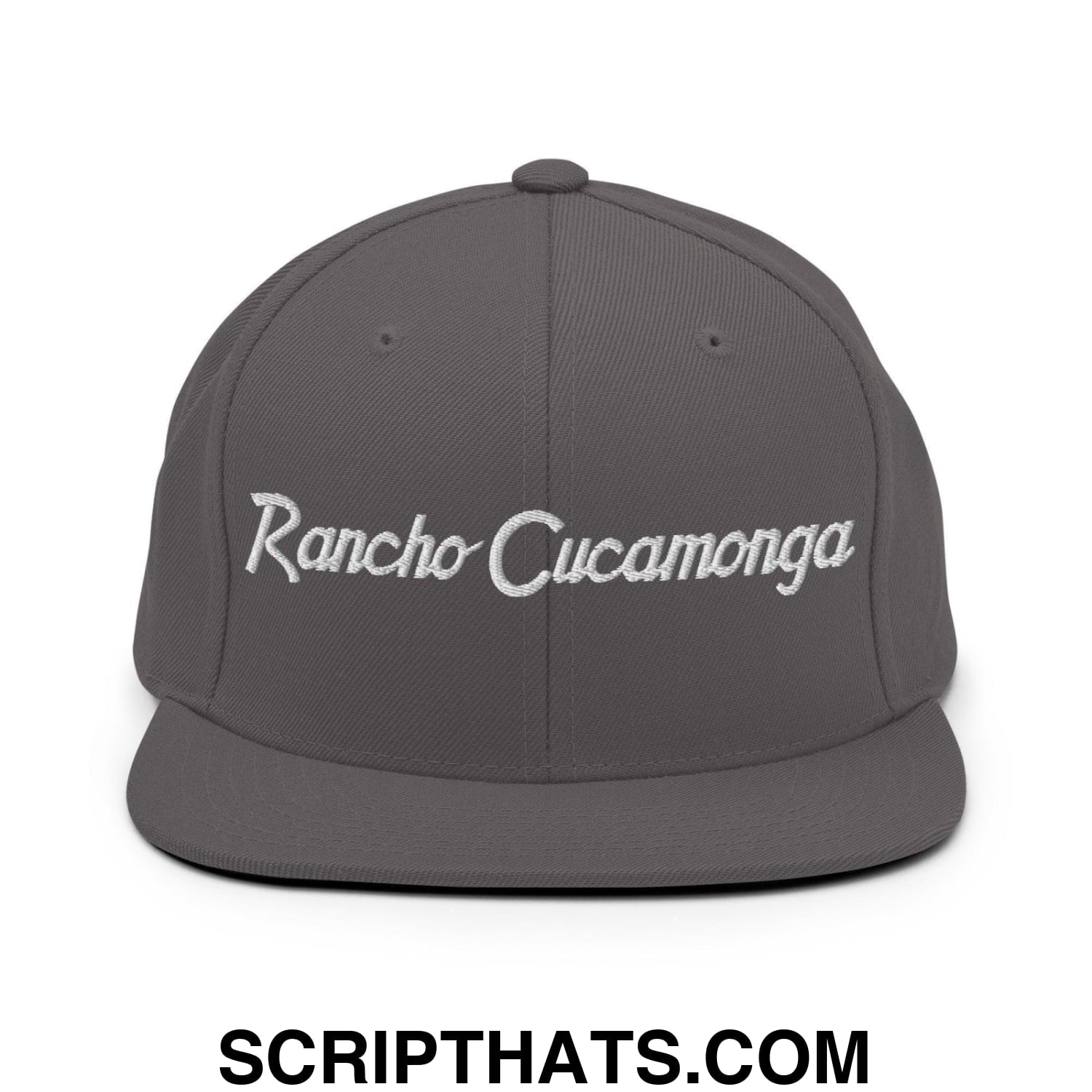 Rancho Cucamonga Script Snapback Hat Dark Grey