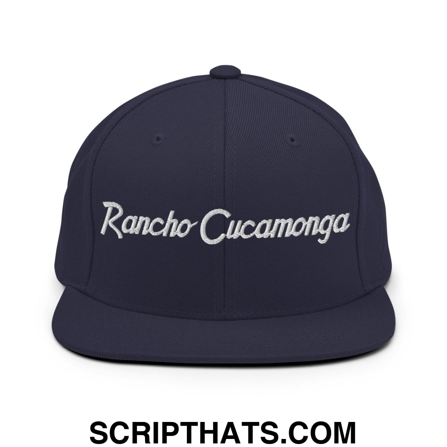 Rancho Cucamonga Script Snapback Hat Navy