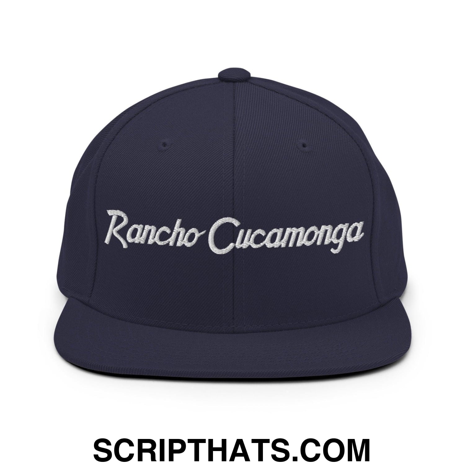 Rancho Cucamonga Script Snapback Hat Navy
