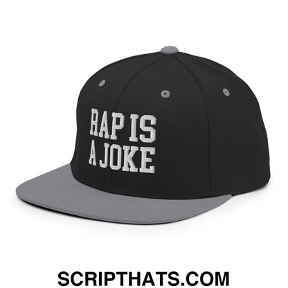 Rap is a Joke Snapback Hat Black Silver