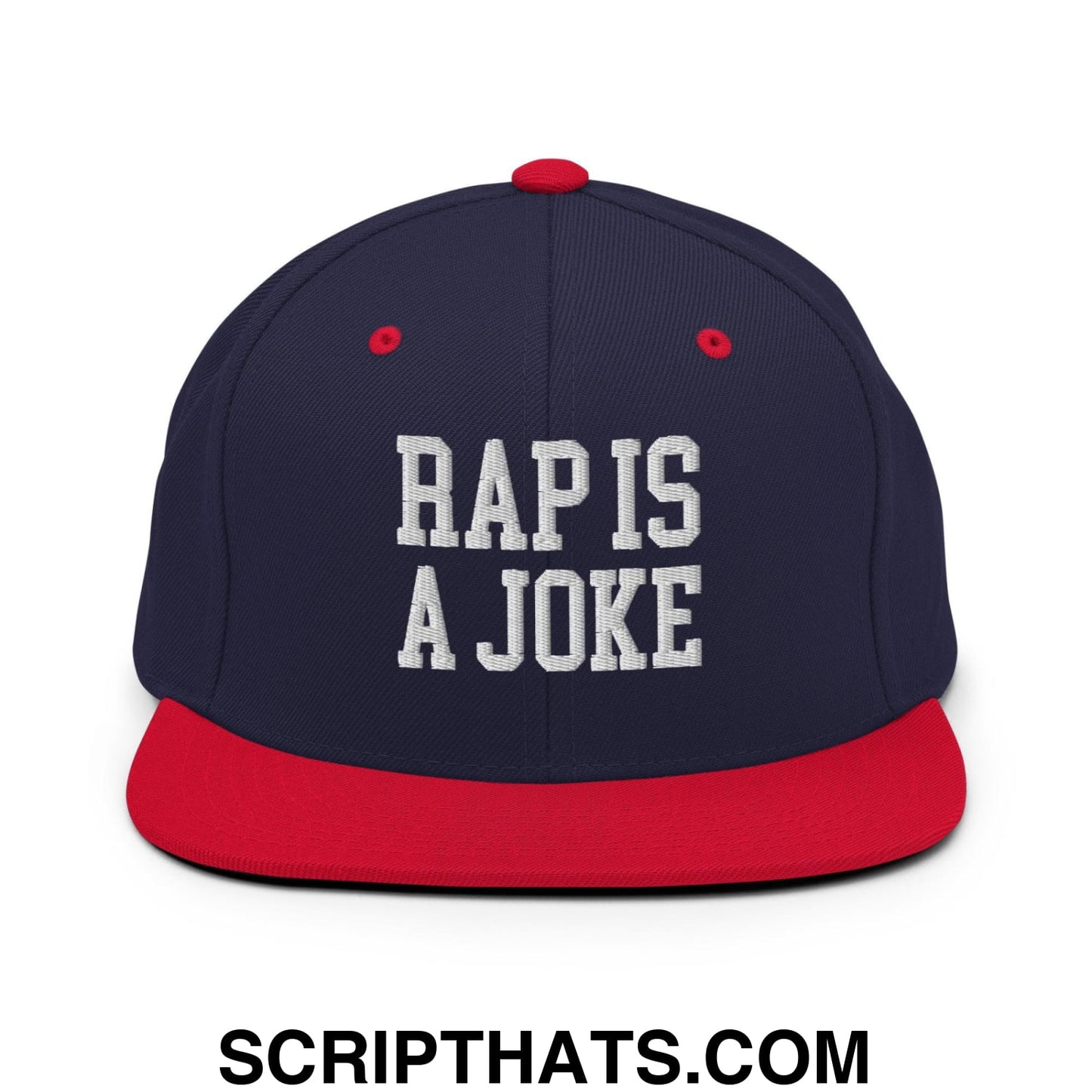 Rap is a Joke Snapback Hat Navy Red