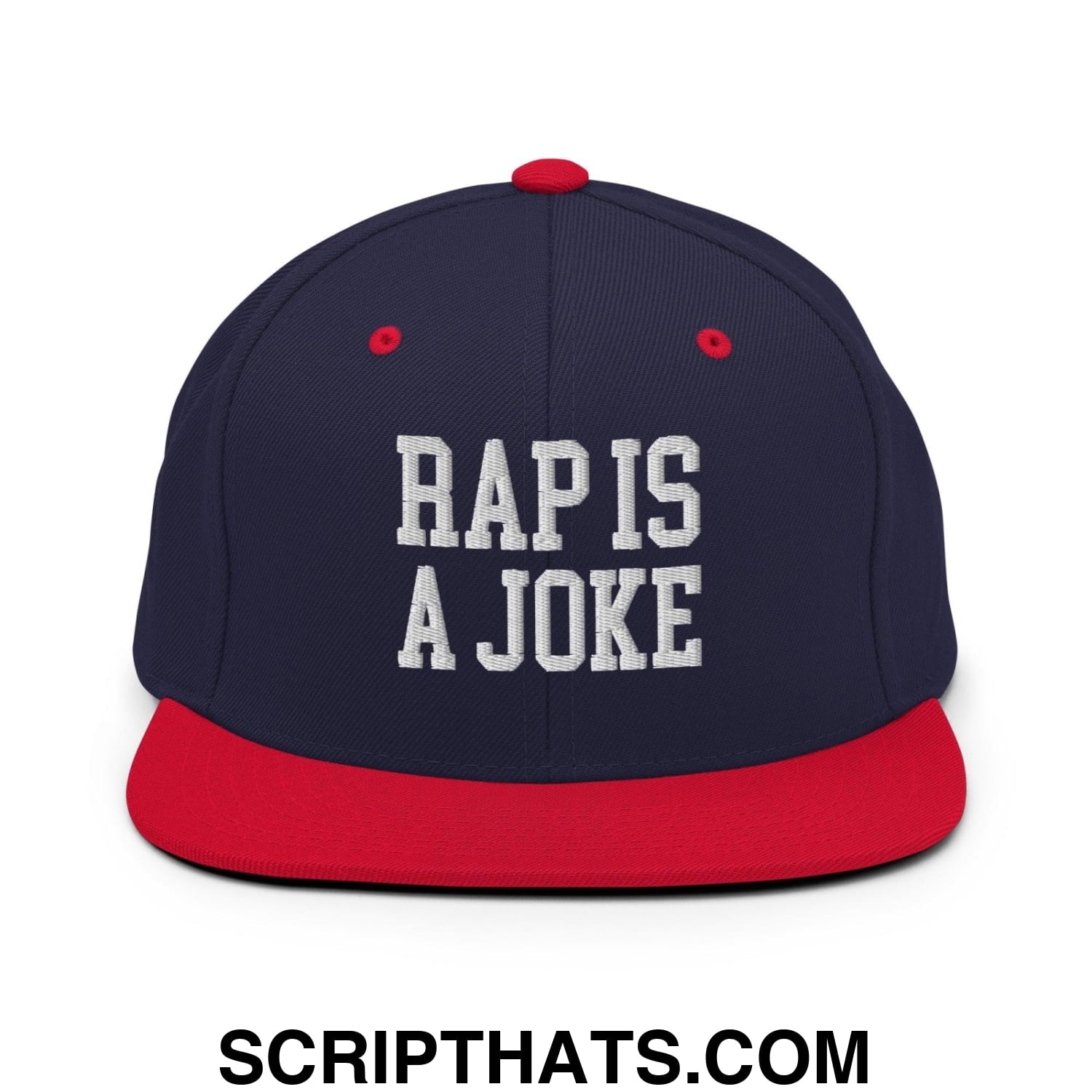 Rap is a Joke Snapback Hat Navy Red