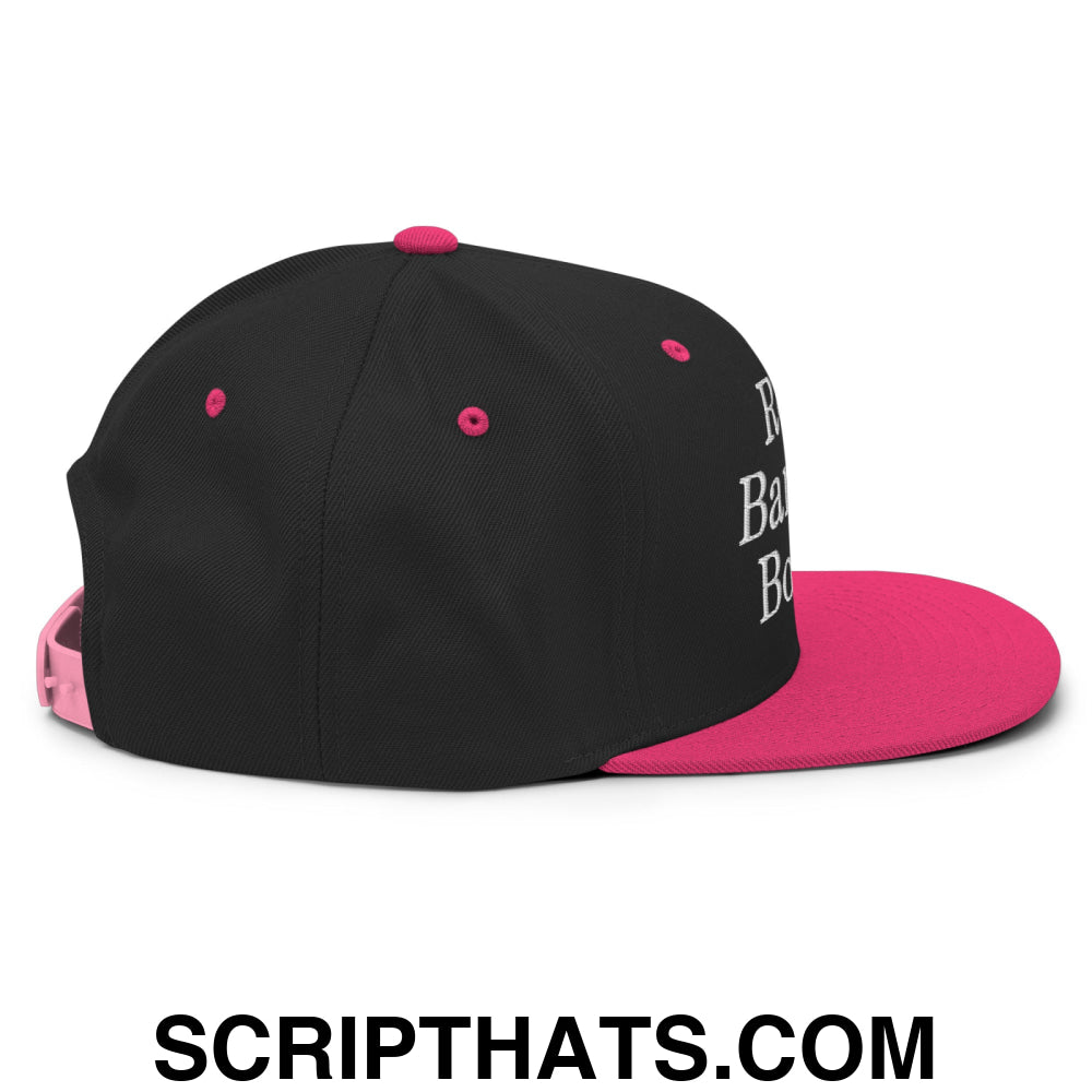Read Banned Books Embroidered Flat Bill Brim Snapback Hat Black Neon Pink