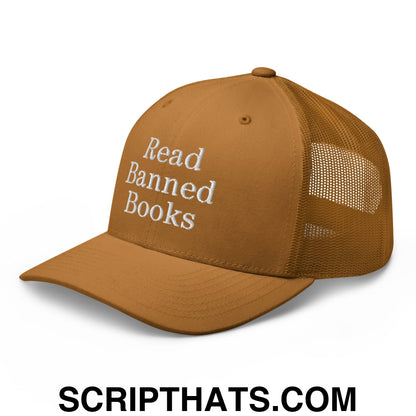 Read Banned Books Embroidered Mesh Trucker Hat Caramel