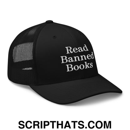 Read Banned Books Embroidered Mesh Trucker Hat Black