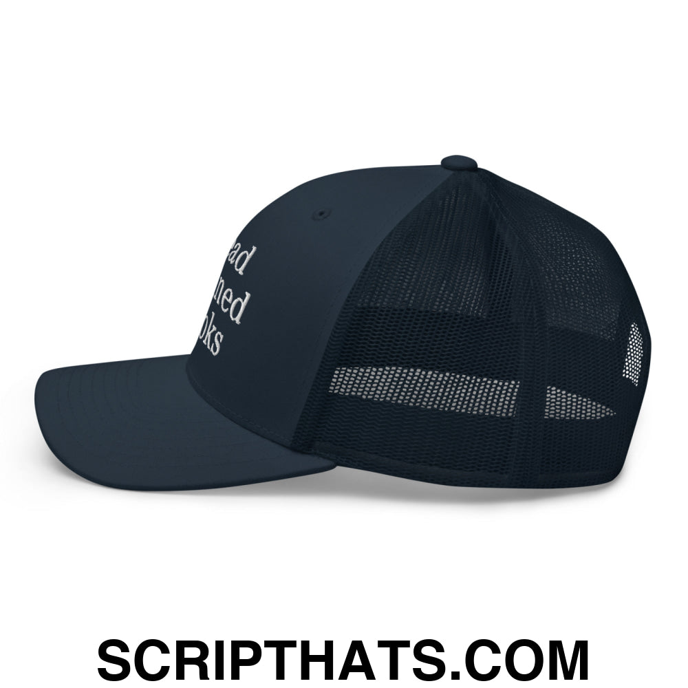 Read Banned Books Embroidered Mesh Trucker Hat Navy