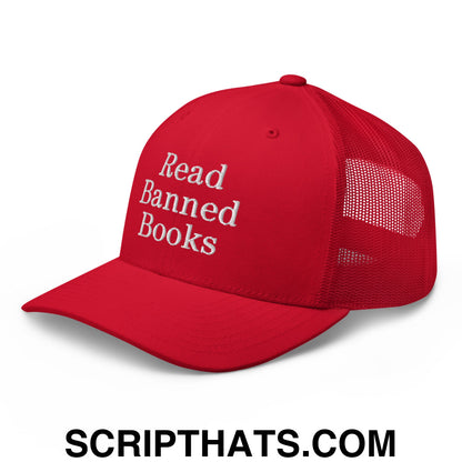 Read Banned Books Embroidered Mesh Trucker Hat Red