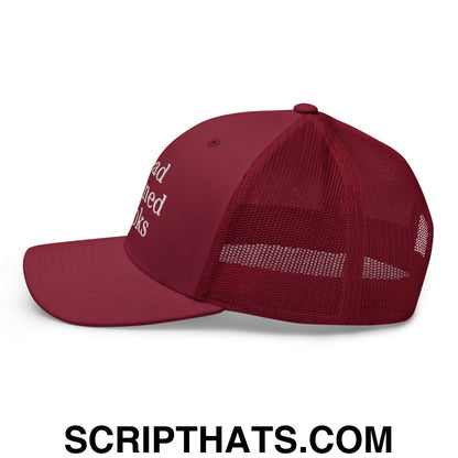 Read Banned Books Embroidered Mesh Trucker Hat Cranberry