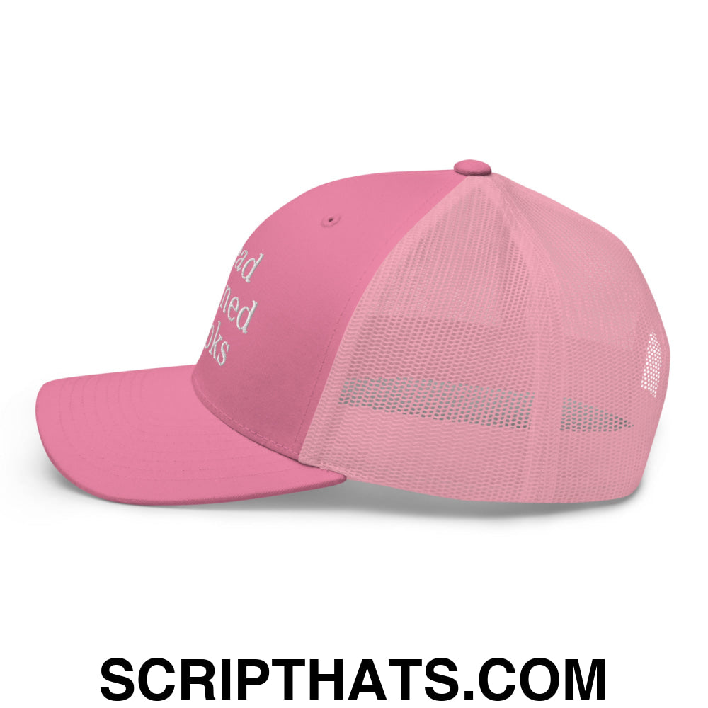 Read Banned Books Embroidered Mesh Trucker Hat Pink