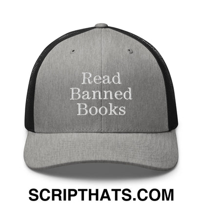 Read Banned Books Embroidered Mesh Trucker Hat Heather Black