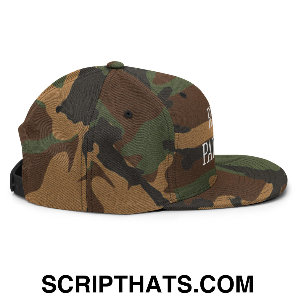 Real Patriot Embroidered Flat Bill Brim Snapback Hat Green Camo