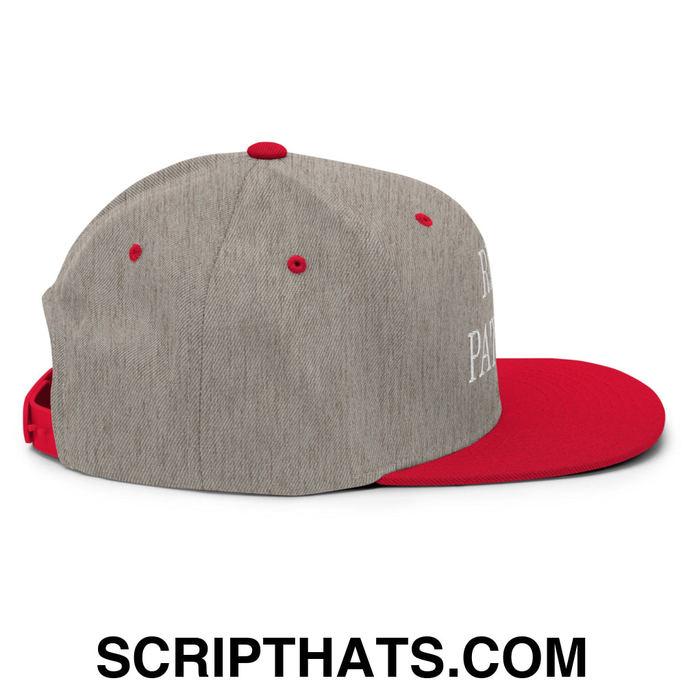 Real Patriot Embroidered Flat Bill Brim Snapback Hat Heather Grey Red
